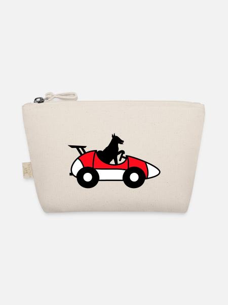 Dog Car Driving Race Autosport Racing Car - Organic Pouch - nature - Front