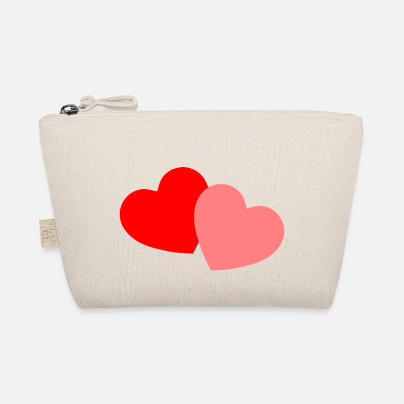 2 Hearts - red and pink Organic Pouch