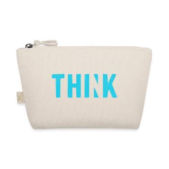 THINK Blue | Cooles Streetwear-Typo-Design - Bio-Täschchen - Natur - Vorne