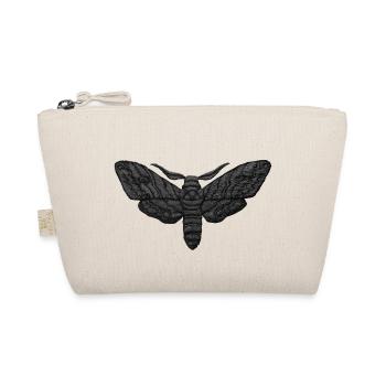 Black Moth – Mystical Embroidered Pattern - Organic Pouch - nature - Front