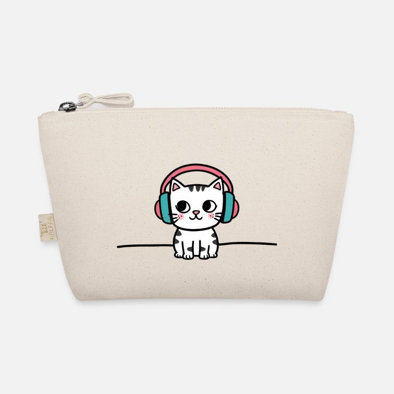 Süße Katze mit Kopfhörern Doodle Bio-Täschchen