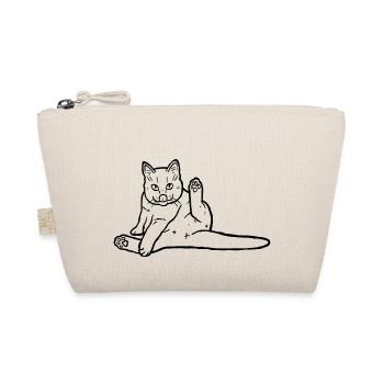 Flexible Feline: Funny Cat Grooming Doodle - Organic Pouch - nature - Front