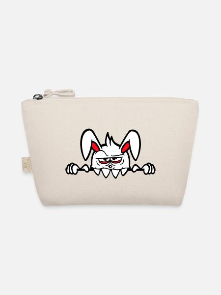 Hase Monster Böse Gefährlich Halloween Zähne Mauer - Bio-Täschchen - Natur - Vorne