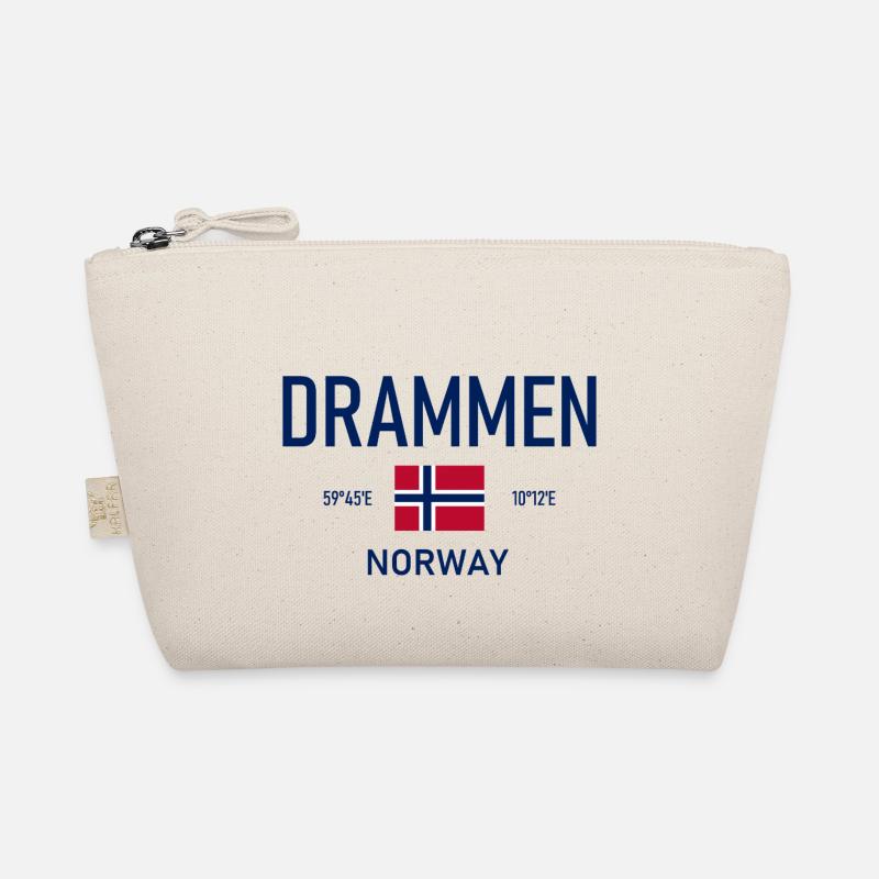 Drammen - Norway - Coordinates - Flag Organic Pouch