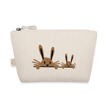 2 Bunnies Family Child Father Two Toddler Mother - Organic Pouch - nature - Front