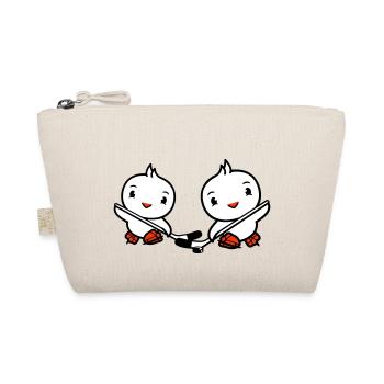2 Birds Playing Hockey Sport Puck Two Stick - Organic Pouch - nature - Front