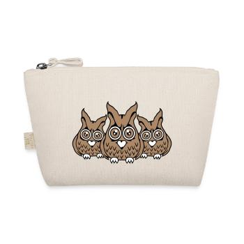 3 owls friends look creepy big horror eyes - Organic Pouch - nature - Front