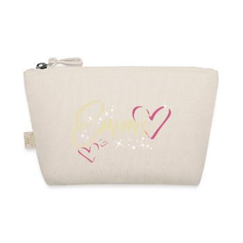Emmi Last name First name Calligraphy heart - Organic Pouch - nature - Front