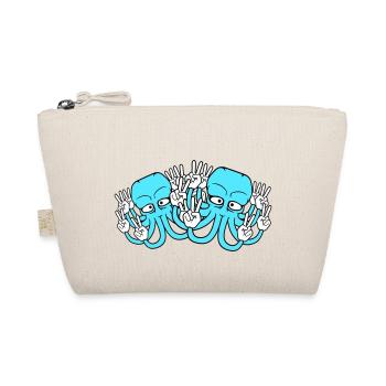 Zwei Kraken Peace Handzeichen Victory Symbol Hände - Bio-Täschchen - Natur - Vorne