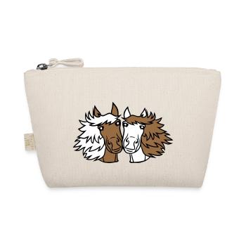 2 Horses Team Pony Foal Couple In Love Friends - Organic Pouch - nature - Front