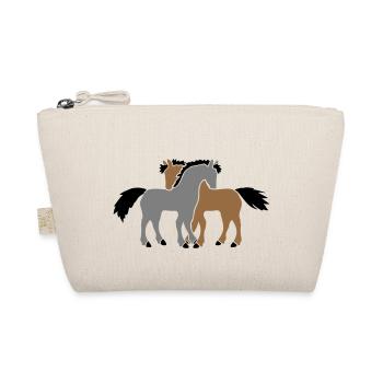 2 Horses Team Pony Foal Couple In Love Friends - Organic Pouch - nature - Front
