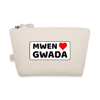 Mwen enmé Gwada I love Guadeloupe - White background - Organic Pouch - nature - Front