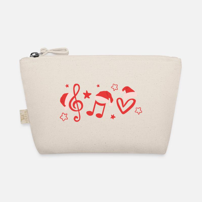 Treble clef musical notes with Christmas hats Organic Pouch