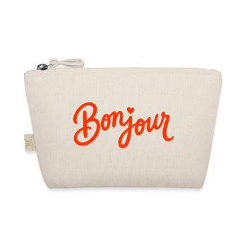 Bonjour with Love Heart in French France - Bio-Täschchen - Natur - Vorne