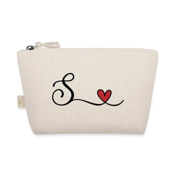 Buchstabe S Monogramm mit Herz - Bio-Täschchen - Natur - Vorne