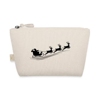 Santa Claus Sleigh Reindeer - Organic Pouch - nature - Front