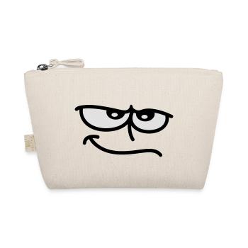 Ironic looking smiling cartoon face - Organic Pouch - nature - Front