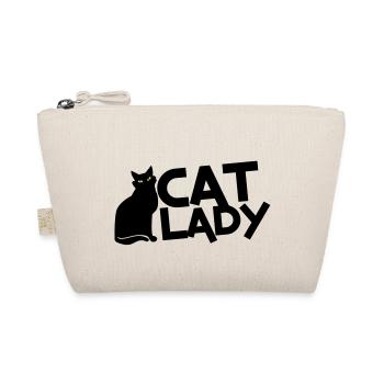 CAT LADY with black cat and yellow eyes! - Organic Pouch - nature - Front