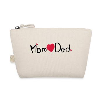 Mom heart Dad txt & red hearts - Organic Pouch - nature - Front