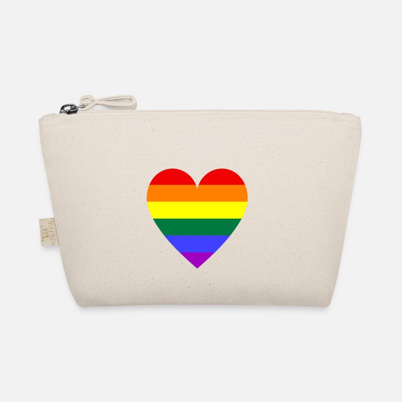 Regenbogen Herz - Bio-Täschchen - Natur