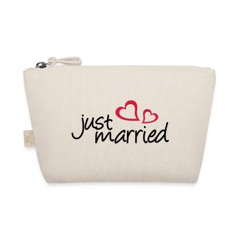 Just Married Heart Duo  - Organic Pouch - nature - Front
