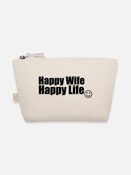 Happy Wife, Happy Life - Organic Pouch - nature - Front