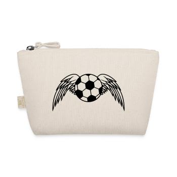 Soccer Ball Angel Wings Design - Organic Pouch - nature - Front