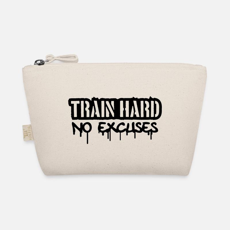 Train Hard No Excuses Logo - Organic Pouch - nature