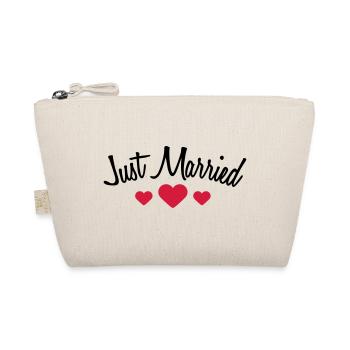 Just Married Hearts Logo Design - Organic Pouch - nature - Front