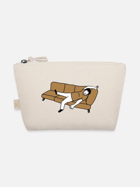 Schlafender Mann Couch - Bio-Täschchen - Natur - Vorne