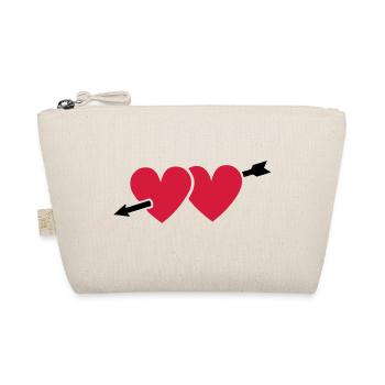 Heart Arrow 2 Hearts Love Arrowhead Couples I Love - Organic Pouch - nature - Front