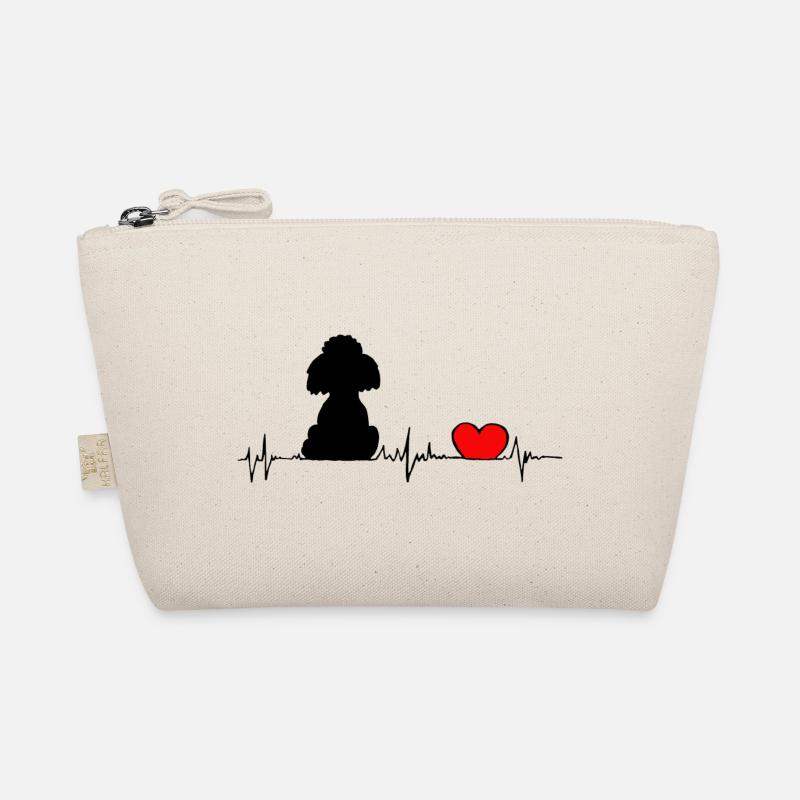 Pudel Herz Frequenz - heartbeat schwarzer Pudel - Bio-Täschchen - Natur