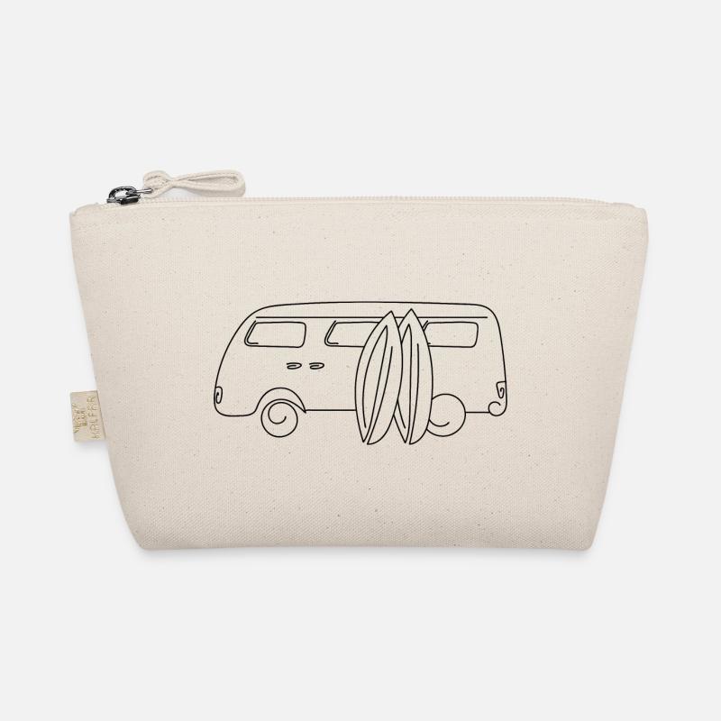 Retro-Van mit Surfbrettern - Bio-Täschchen - Natur