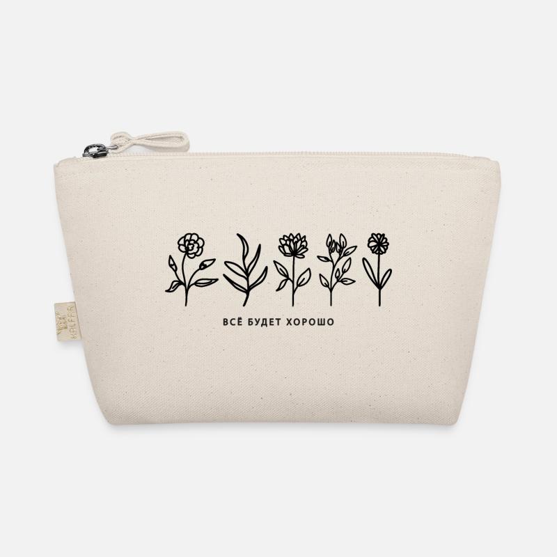 Alles wird gut/Все будет хорошо Wording mit Blumen - Bio-Täschchen - Natur