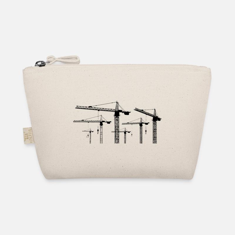 Black silhouette with construction cranes Organic Pouch