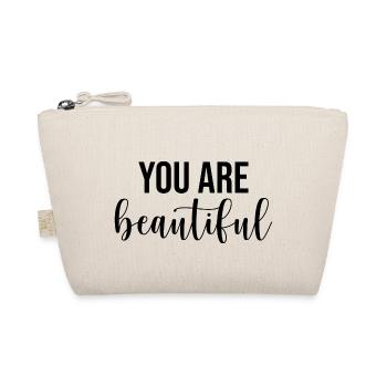 You are beautiful beauty beautiful saying font - Organic Pouch - nature - Front