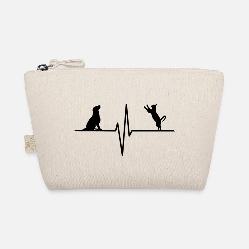 Herzschlag Hund Katze Geschenk - Bio-Täschchen - Natur