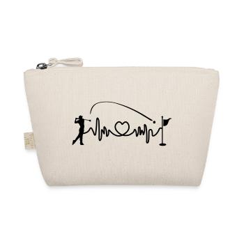 Golf player hits ball in hole heart rate, cardio - Organic Pouch - nature - Front