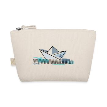 Papierschiff mit Anker Urlaub am Meer - Bio-Täschchen - Natur - Vorne