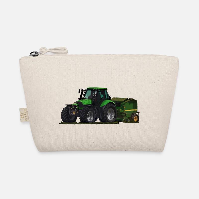 Light green tractor with baler Organic Pouch