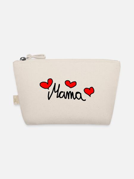 Mama - Süßes Design mit Herzen - Bio-Täschchen - Natur