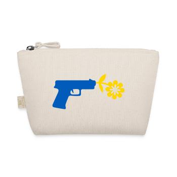 Pistole mit Blume als Friedenszeichen - Bio-Täschchen - Natur - Vorne