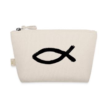 Jesus fish black Ichthys fish fish - Organic Pouch - nature - Front