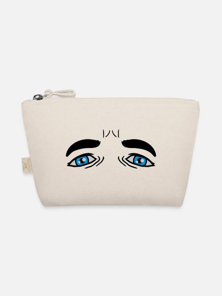 Blue Sad Eyes Design - Organic Pouch - nature - Front