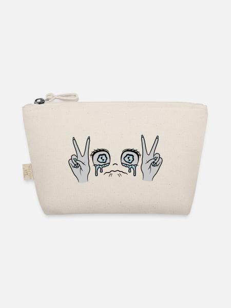 Female Victory Hand Signal Girl - Organic Pouch - nature - Front