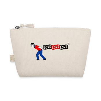 Un homme tire la bannière LOVE - Trousse biologique - nature - Devant