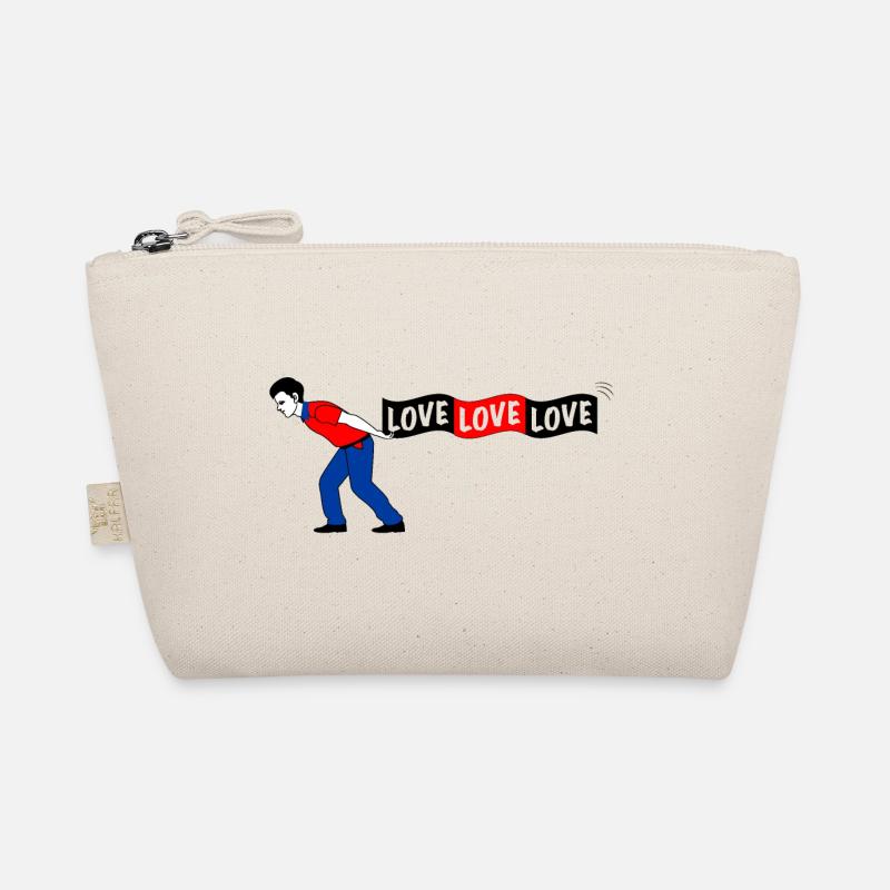 Mann zieht LOVE Banner - Bio-Täschchen - Natur