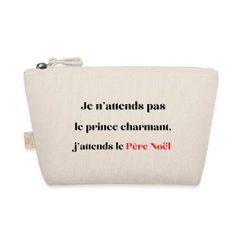 J’attends le père Noël | Tee-shirt Noël drôle - Trousse biologique - nature - Devant