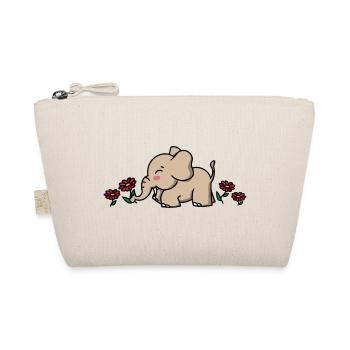 Baby Elephant Gift with Flowers / elephant flower - Organic Pouch - nature - Front