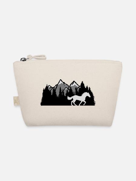 Berge Wald Natur Pferd - Bio-Täschchen - Natur - Vorne